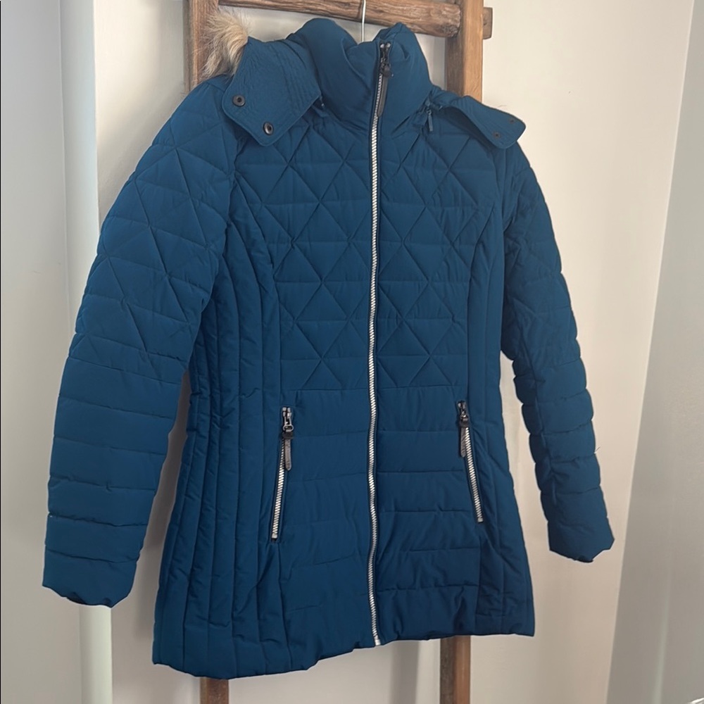 Marc New York Brand New Blue Quilted Puffer Jacket with High Collar